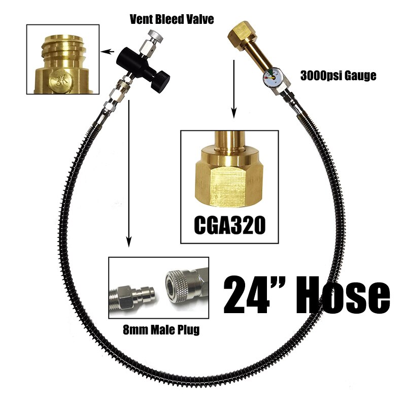 Sodastream Sodaclub Cilinder CO2 Refill Station Adapter Met Slang Op/Off Adapter En W21.8-14 (Din 477) of CGA320 Connector: 24inchCGA320 3000psi