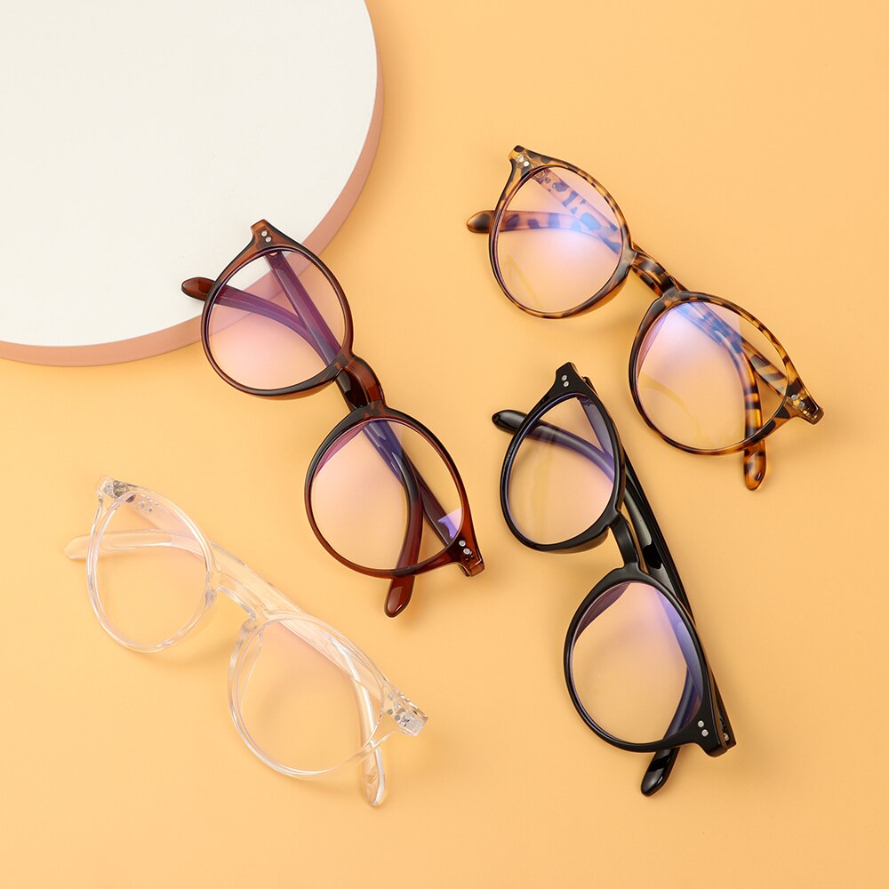 1 PC oeil bleu lumière bloquant lunettes ultraléger cadre rond optique lunettes cadres bloquant jeu plat miroir lunettes