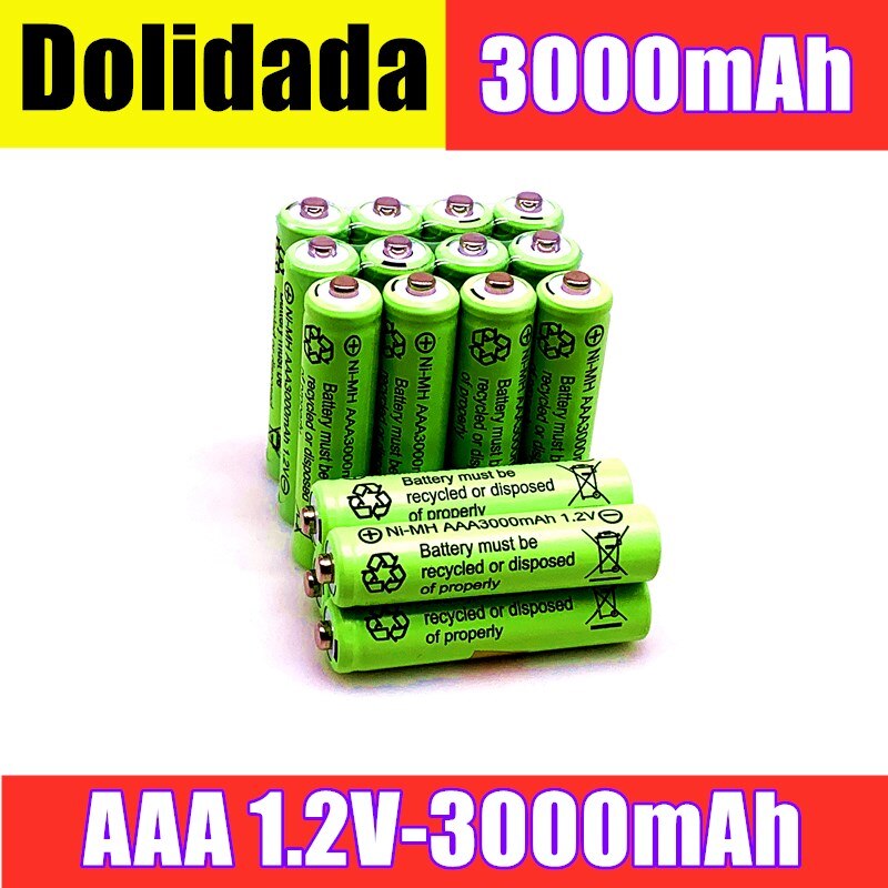 100 Stuks 100% Originele Aaa 3000Mah 1.2V Oplaadbare Batterij Aaa 3000Mah Ni-Mh Oplaadbare 1.2V 2A batterij