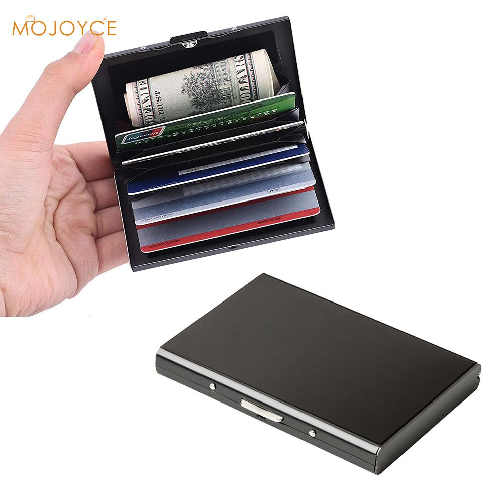 Multi-Function Stainless Steel Bank Credit Card Holder Anti-theft RFID Metal Wallet Purse Women Men Business Travel Card Case