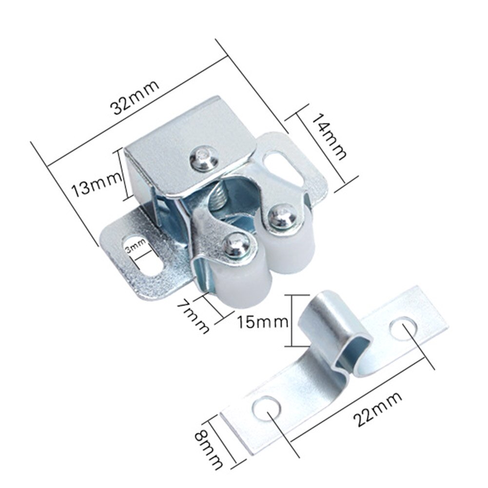 Double Wheel Cupboard Door Buckles Catch Toggle Hasp Spring Loaded Latch Parts for Households Bedroom Accessories: Silver