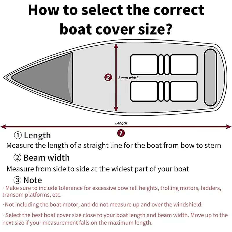 Yacht Boat Cover 11- 22FT Barco Boat Cover Anti-UV Waterproof Heavy Duty 190T Marine Trailerable Canvas Boat Accessories