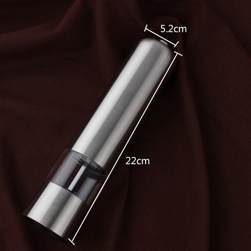 1Pcs Elektrische Pepermolen Roestvrij Staal Zout Peper Grinder Home Keuken Spice Grinder Gereedschap Met Led Licht