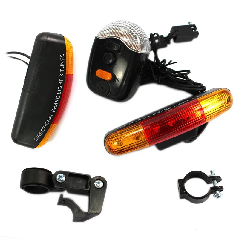 Luz multifuncional para bicicleta, seguridad en la oscuridad, señal de giro para bicicleta, lámpara de freno direccional, bocina de sonido, juego de montaje fijo