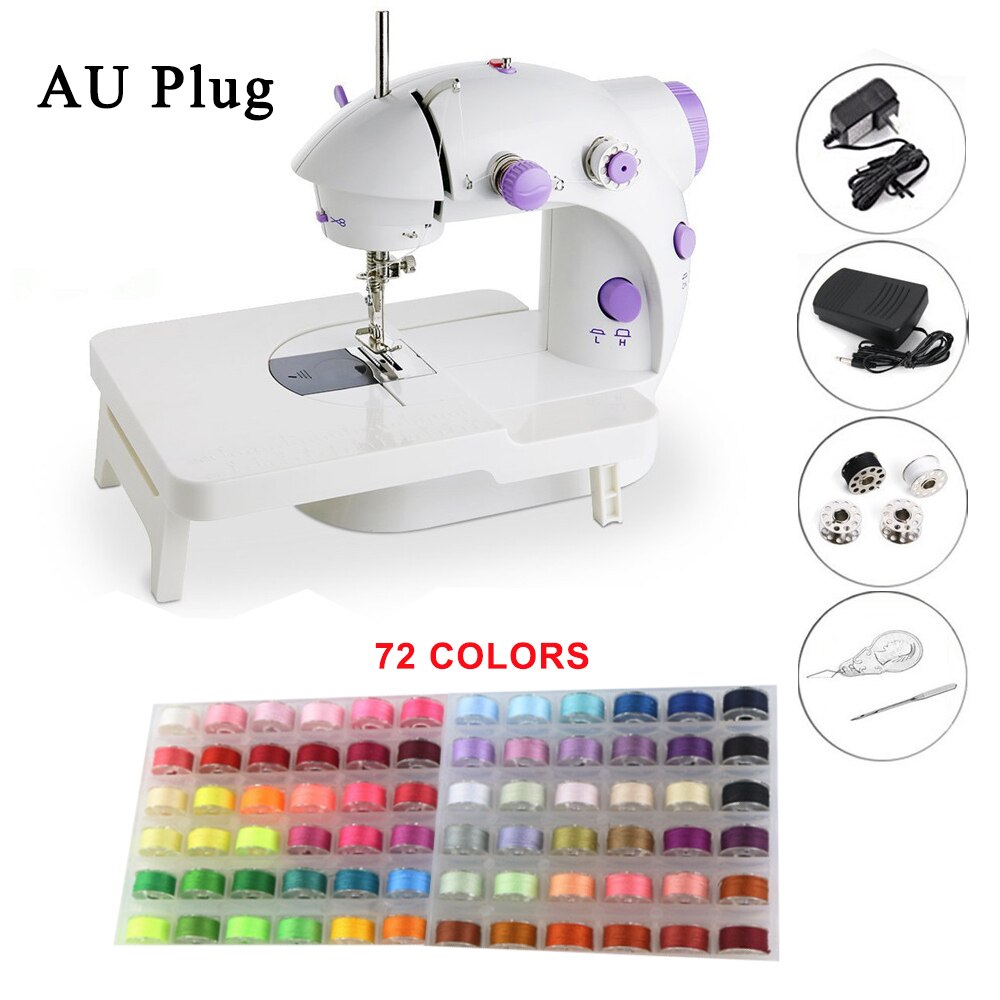 Mini Sewing Machine with Light Portable Household Nightlight Foot Pedal Electric Battery Straight Line Hand Table Two Thread Kit: 72 AU Sewing machine