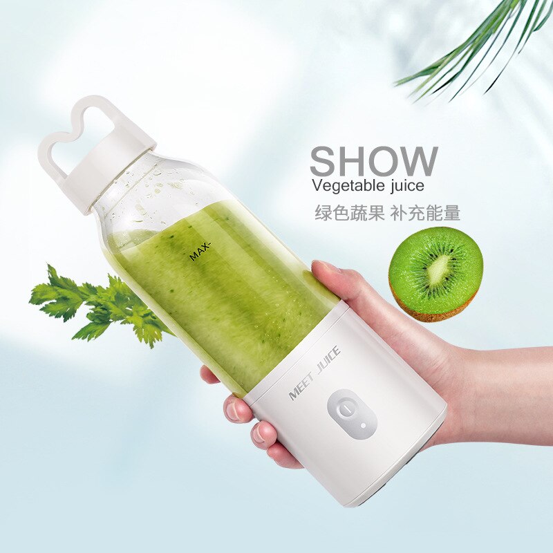 500 Ml Elektrische Draagbare Fruit Groente Juicer Oplaadbare Smoothie Maker Blender Usb Wireless Home Mini Sap Cup: white