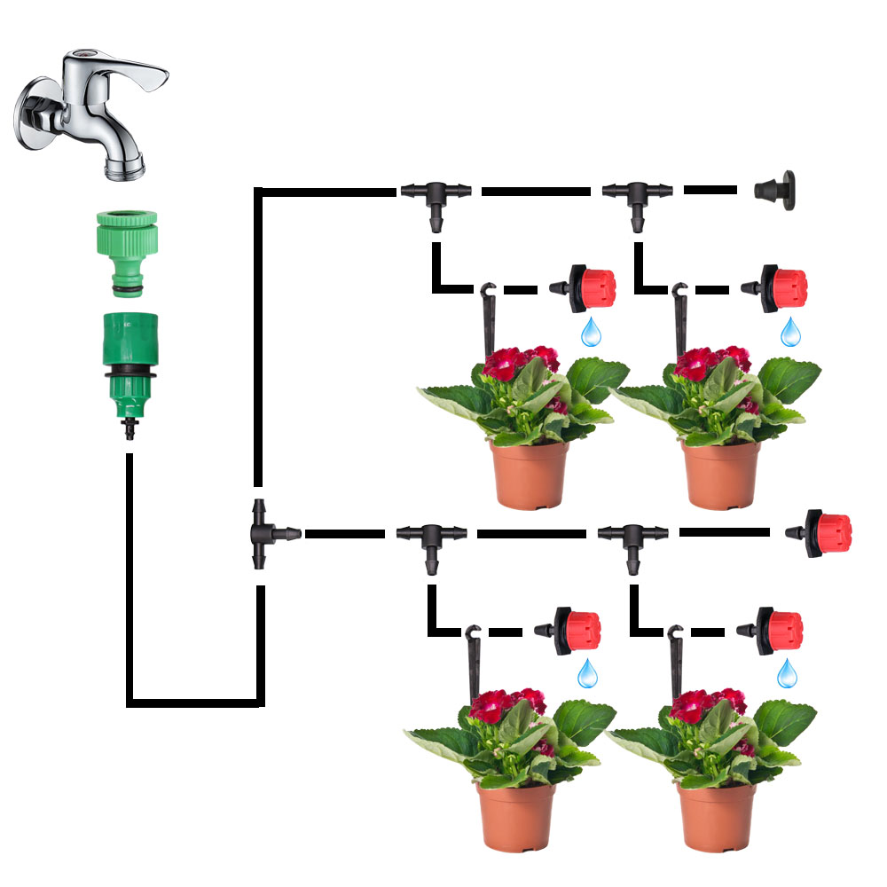 50M Smart Garden Watering System 4/7mm Hose Adjustable Dropper Kit Plant Self Automatic Watering Timer Micro Drip Irrigation Set