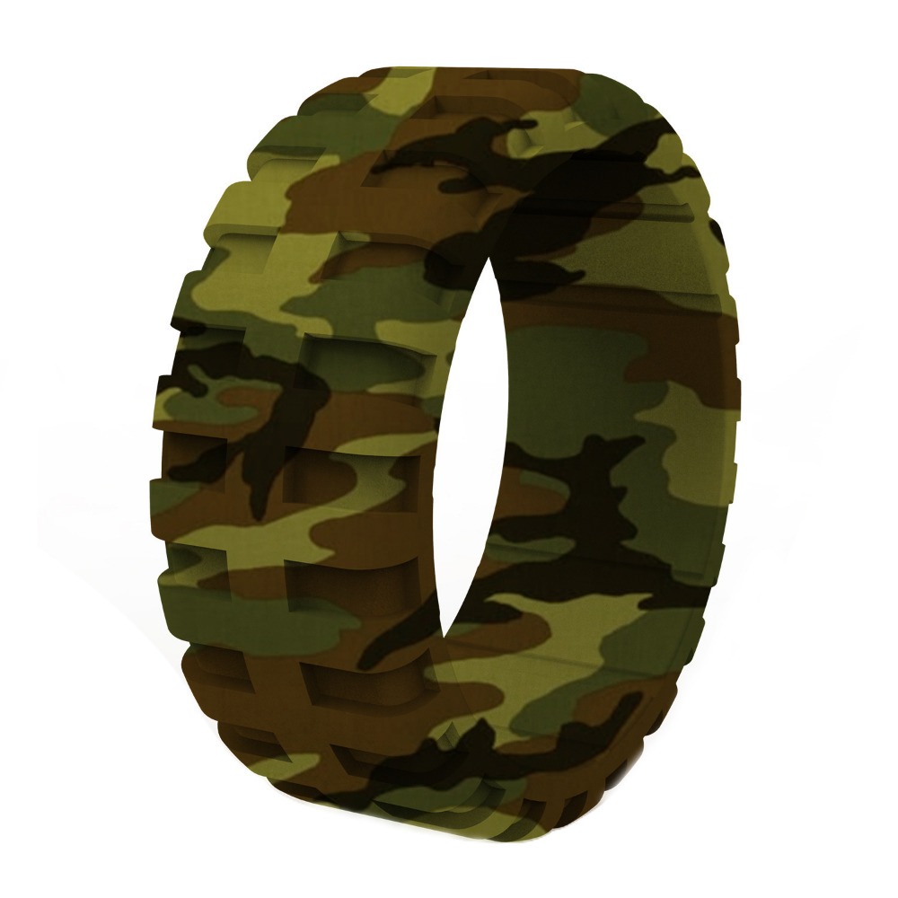 Men'S Breathable Silicone Ring with Tire Pattern - Casual Style, Single Piece: 9 / Red