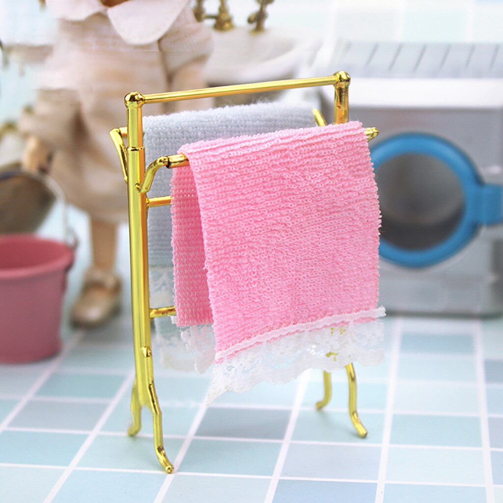 1:12 /1:6 Dollhouse Miniature Scene Model Mini Towel Rack Pretend Play Toy Doll House Accessories brinquedos infantil#35: Default Title