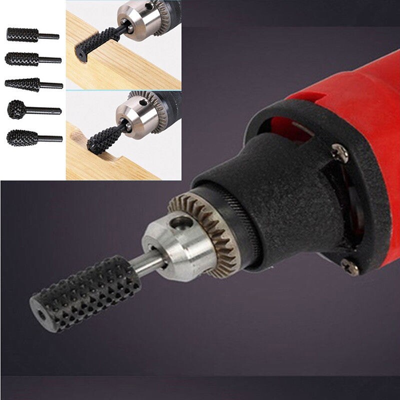 5 st hss roterande filer burr borr roterande rasp burr elektrisk slipsats 6mm 1/4 " metall plast trä borr slipmaskin borr rasp