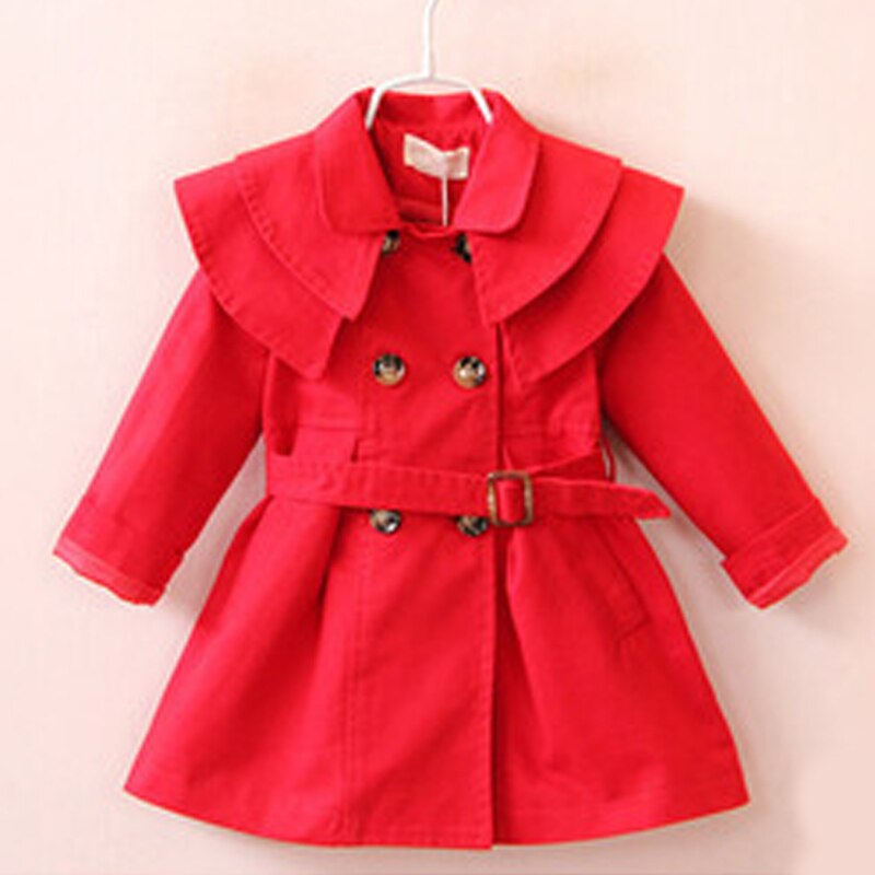 Melario Girls Trench Autumn Long Sleeve Ruffles Long Trench Coats Gilrs England Style Trench with Sashes Kids Coat
