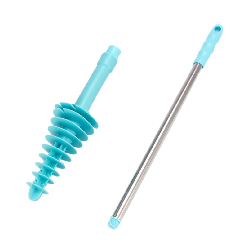 Toilet Brush Plunger Stainless Steel Long-Handled with Wall Hook Dredge Cleaned Flexible Sewer Pipe Clogging Household Tool