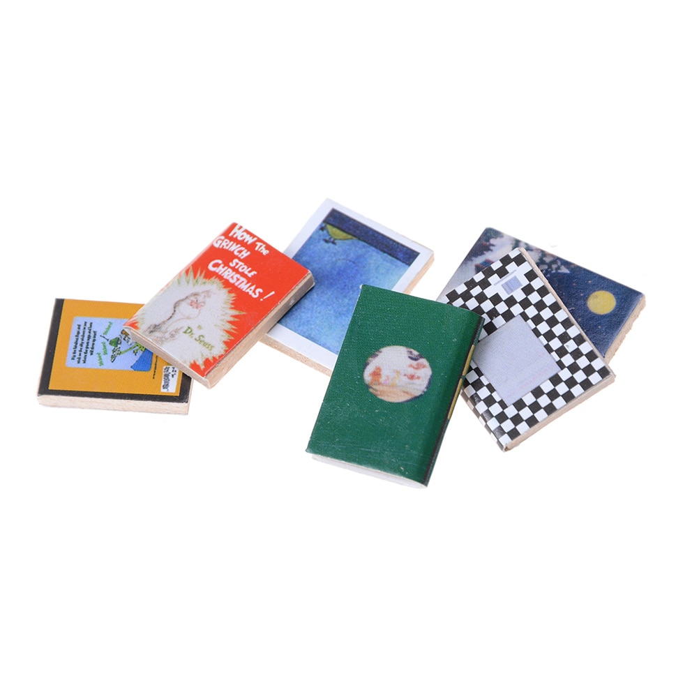 6 Pcs 1/12 Kleurrijke Houten Miniatuur Dollhouse Boeken Classic Pretend Play Meubels Speelgoed Leuke Presents