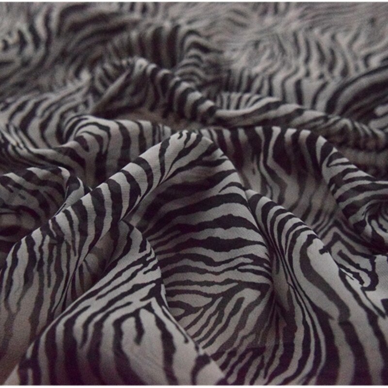 Half Meter Grey Zebra Chiffon Fabric For Dress Shirt Sun-Proof Clothing Lady's Garment Material Thin Transparent T1395