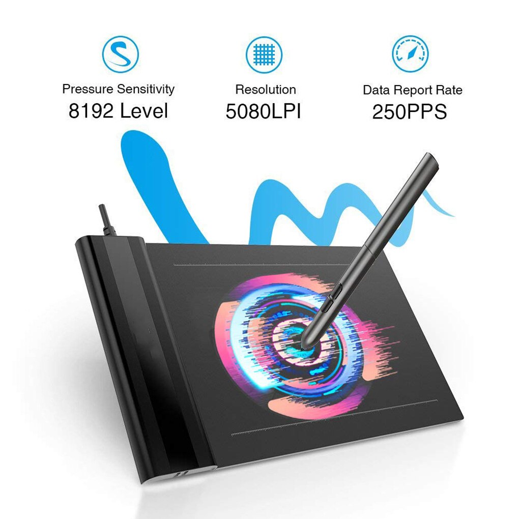 VEIKK S640 Graphic Pen tablet 6 x 4 inch Ultra Thin OSU Digital Drawing Tablet with Passive Pen 8192 Levels Pressure Black