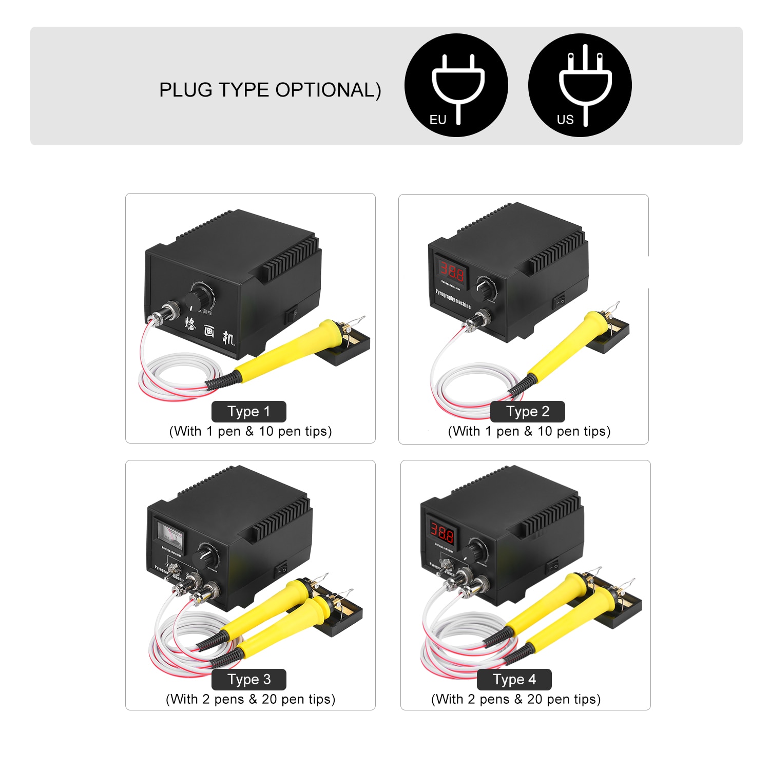 60W 220V Woodburner Wood Burning Tool Kit Adjustable 0℃-800℃ Woodburning Pyrography Pen Machine Electric Soldering Iron
