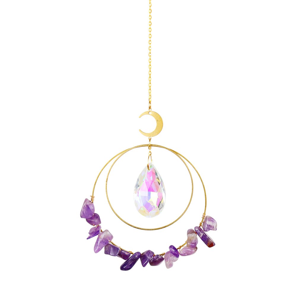 Metal Rainbow Collection Hanging Diamond Crystal Prisms Wind Chimes Decor Garden Decor Crystal Decor Wind chimes: Purple