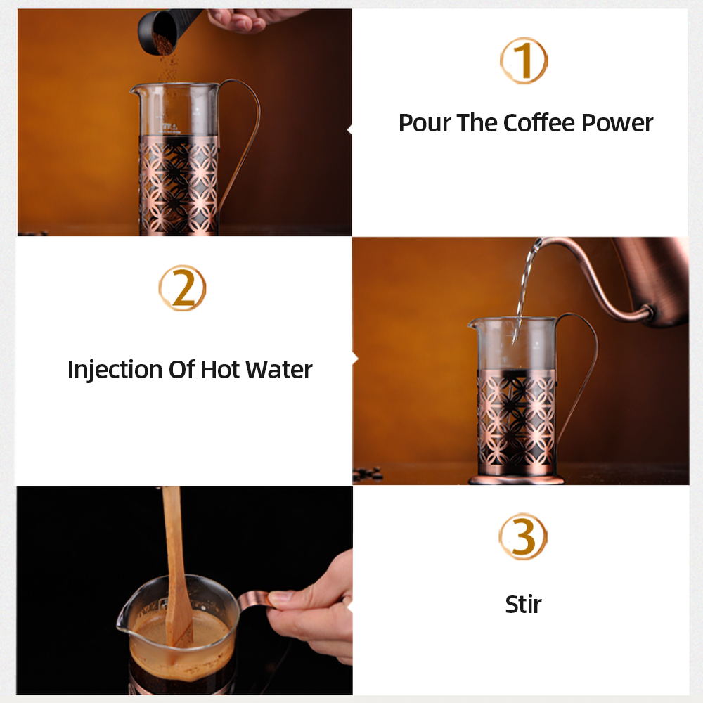 350ml Portable Manual Press Coffee Maker French Press Coffee Maker Tea Maker Household Coffee Pot Percolator Tool