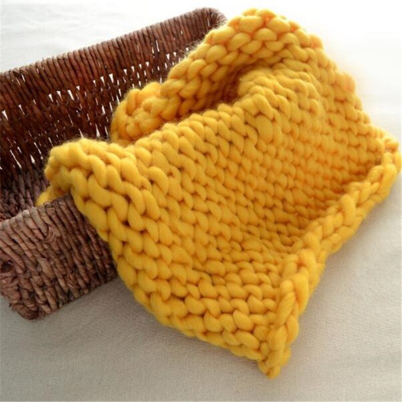 Gebreide Wollen Gehaakte Baby Deken Pasgeboren Fotografie Props Chunky Knit Deken Mand Filler