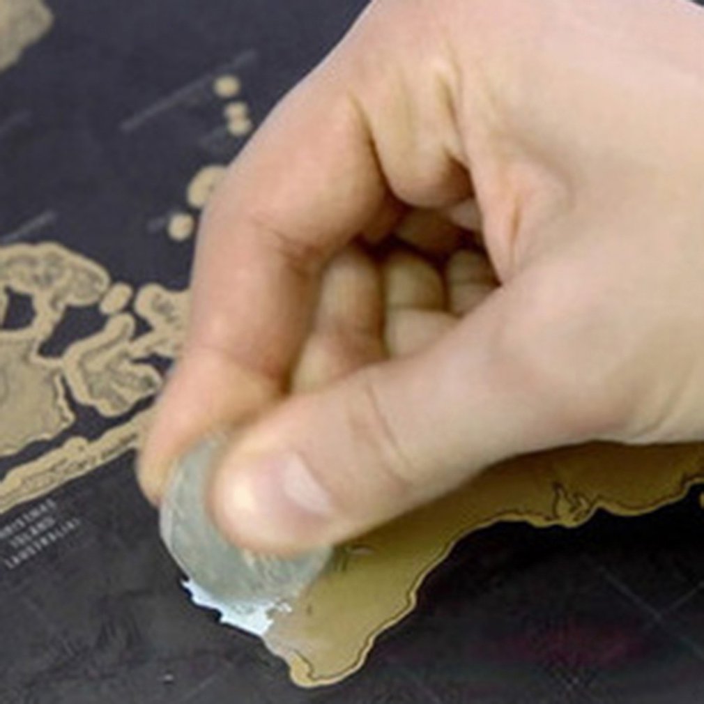 Scratch Map World Map Semi-manual Hanging Gilt Sheet Complex Geographical Detail Black Background