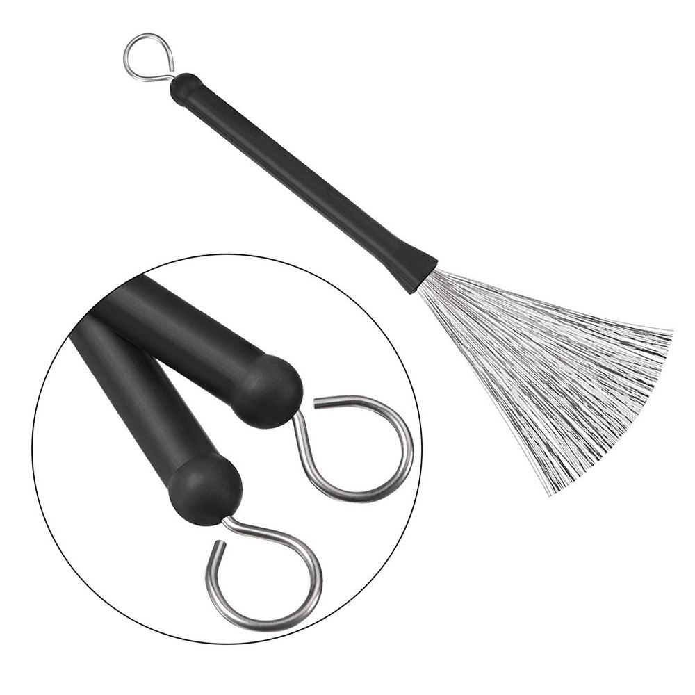 Drum Accessories Set Kit Containing Retractable Wire Brushes 5A Maple Wood Drumsticks Mallets Carrying Bag Percussion Instrument