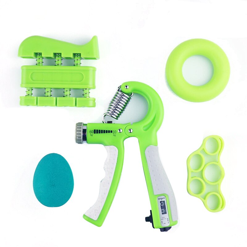 5Pcs/Set Spring Hand Gripper Adjustable Hand Grip Set Gym Fitness Power Strength Expander Muscle Recovery Exerciser: Green With Count