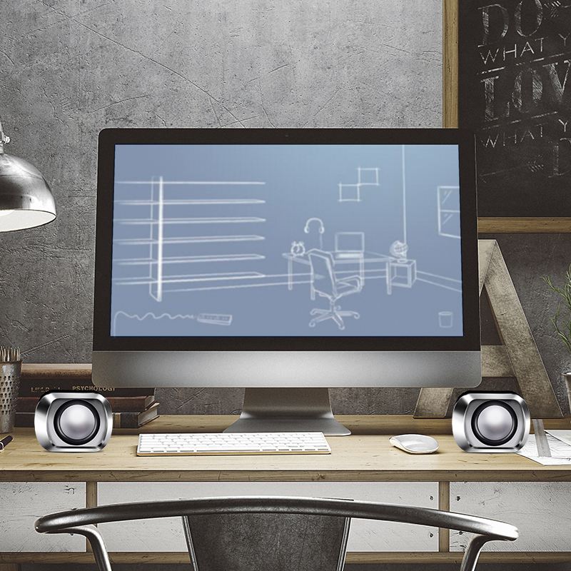 USB 2.0 Notebook Speakers Wired Stereo Mini Computer Speaker for Desktop Laptop Notebook PC MP3 MP4 3.5mm AUX IN white