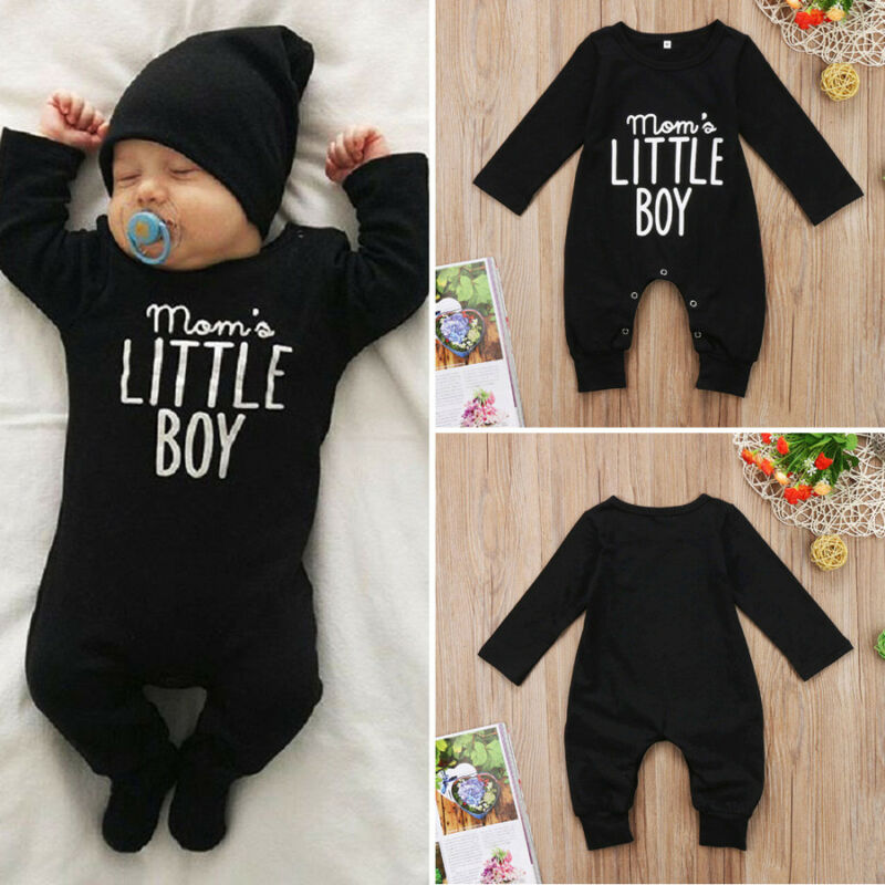 Cute Newborn Baby Boys Cotton Letter Romper Long Sleeve Warm Jumpsuit Outfits Clothes Autumn 0-24M