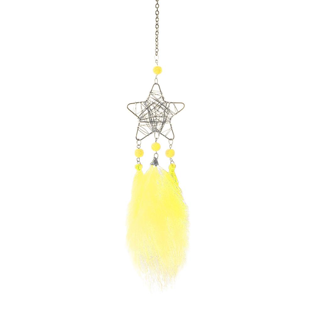 Hueco estrella creativa Luna cazador de sueños de plumas campanas de viento hecho a mano indio colgante para coche y pared hogar niños habitación decoración FDH: G