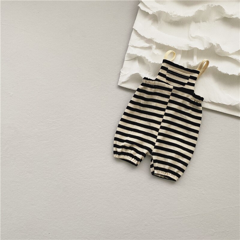 7172 Baby Kids Pants Striped Knitted Suspenders Pants Baby Boys Clothes Baby Girl Pants Casual Newborn Baby Clothes: black / 24M