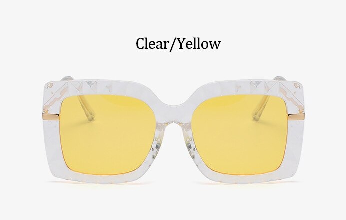 Diamond Bril Vrouwen Vintage Overszied Vierkant Zwart Vrouw Zonnebril Luxe Mode Brillen Frame TR90: Clear Yellow