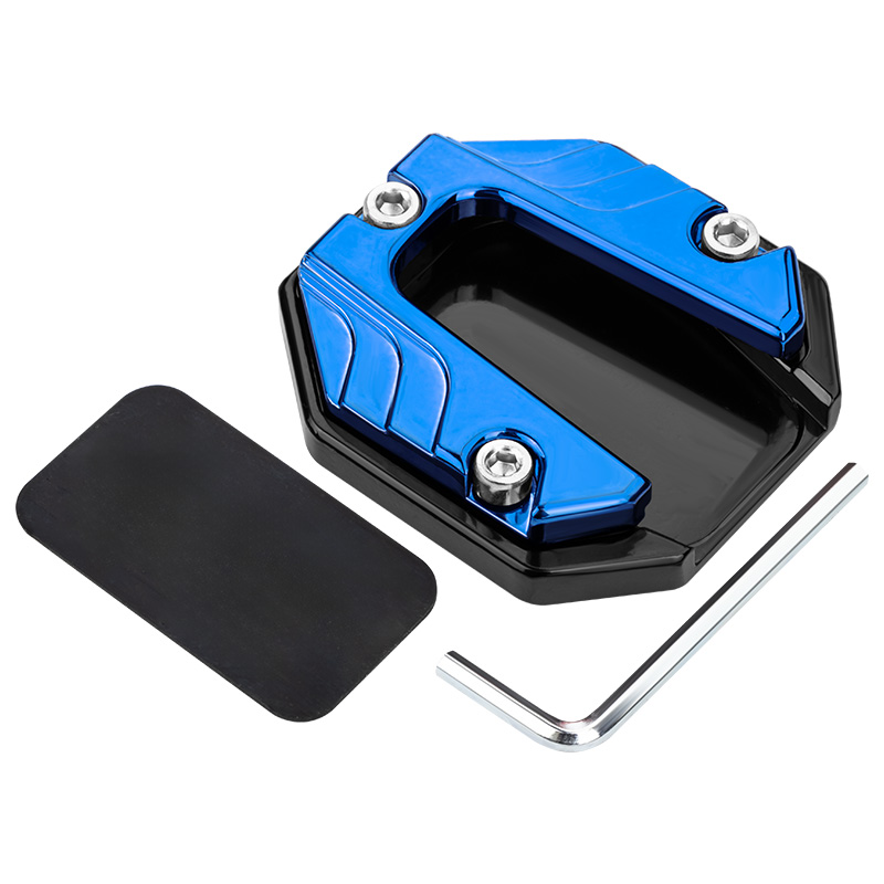 Universal motocicleta bicicleta kickstand extensor base pé suporte lateral extensão pé almofada suporte placa de estacionamento acessórios moto: Azul