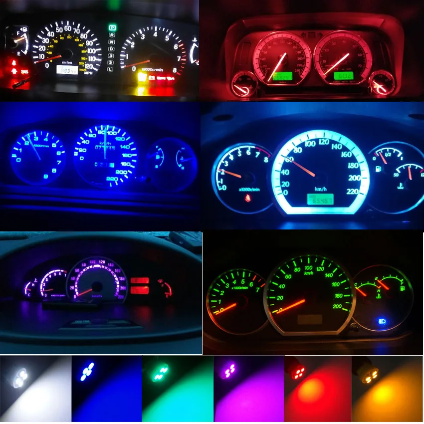 8pcs T10 4 Led 3528SMD Bulb W5W 158 194 PC194 PC168 Twist Lock Socket Car Dash Dashboard Instrument Cluster Panel Gauge Light