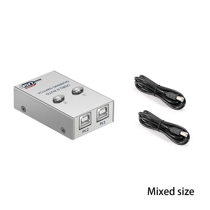 USB 2.0 Auto Sharing Switch Printer Sharing Device USB Hub 2 in 1 Out Data Transfer Hub Converter H3CA