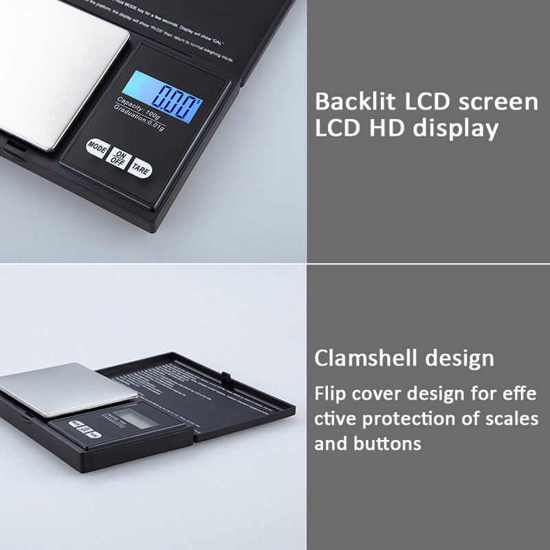 0,01/0,1g de alta precisión Digital de cocina escala de 100g-1000g LCD Mini Balanza de bolsillo de ponderación Gram Escala electrónica de la joyería de oro