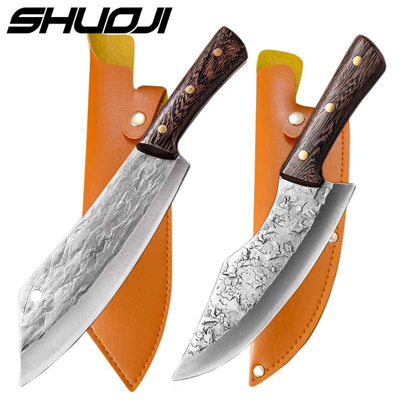 Forge Boning Knife Japanese Full Tang Handle Knife Handmade Steel Kitchen Boning Knives Chef Slicing Utility Santoku Cleaver: Type1Type3withsheath