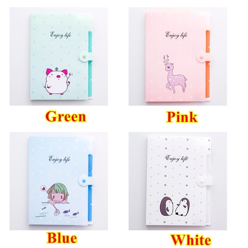 Cartoon A4 Document Organizer Kawaii Expanding File Folder for School File Holder Organizer with Button Closure School Supplies