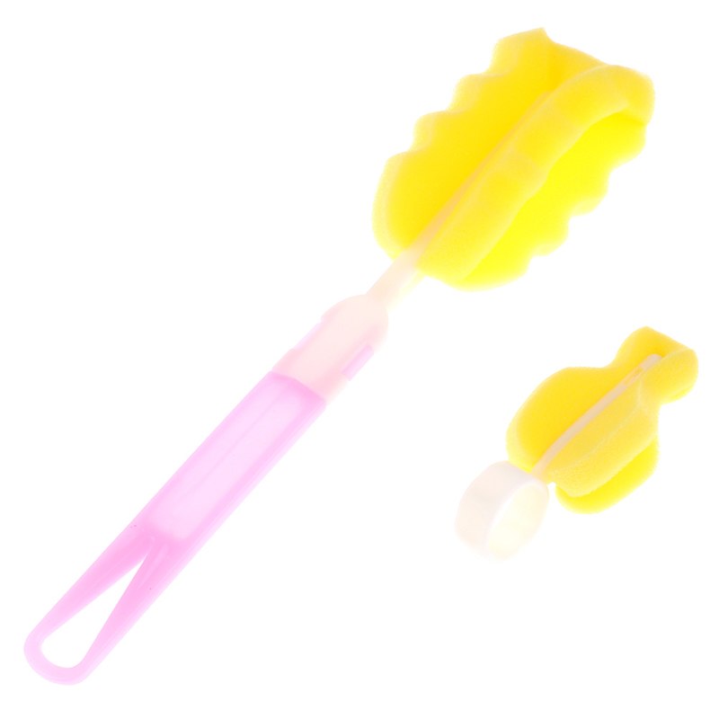 Newborn Baby Bottle Clean Brush Sponge Cleaner Brush With Pacifier Plastic Sponge Spout Tube Milk Water 2Pcs/Set