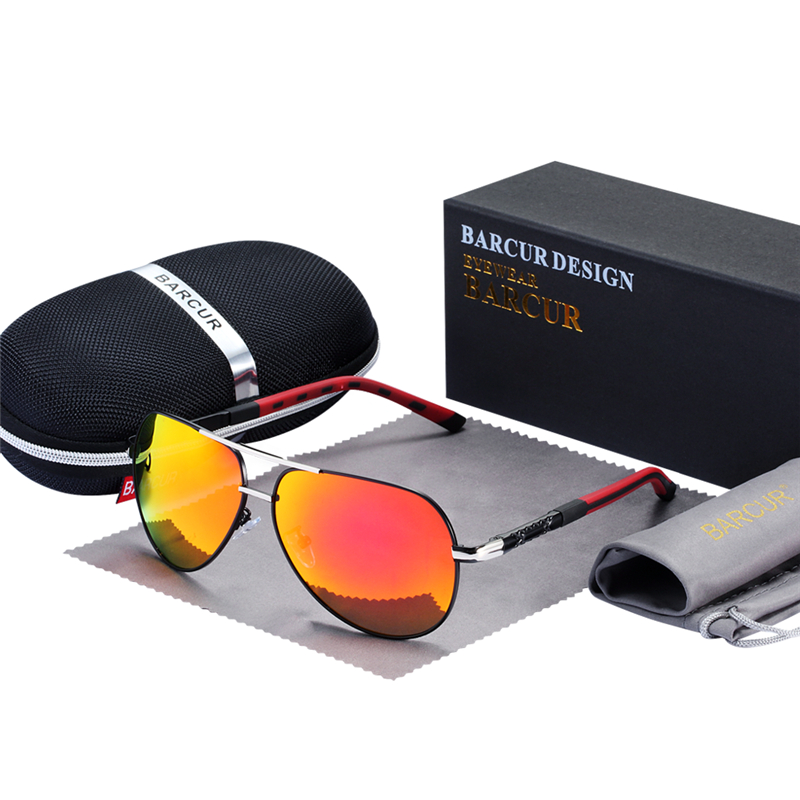 BARCUR Männer Sonnenbrille Original Polarisierte Fahrer gläser Polaroid sonnenglas Männliche Pilot Brillen: Orange
