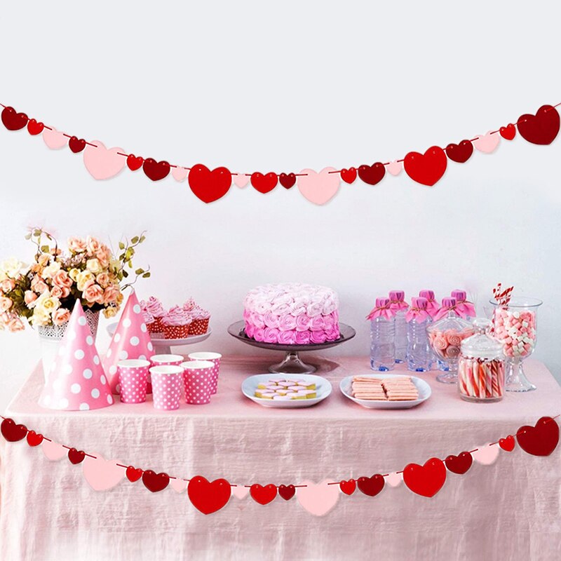 Valentine's Table Runner Red Heart Valentine's Day Decor Lace Love for Wedding Party Valentines Day Banner Decoration for Dinner