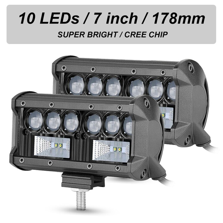 Nlpearl-Barra de luz Led de trabajo 5D CREE, 50W, 100W, 200W, para todoterreno, Jeep 4x4, ATV, camión, tractores, 12V, 24V: 2pcs-10led-100W