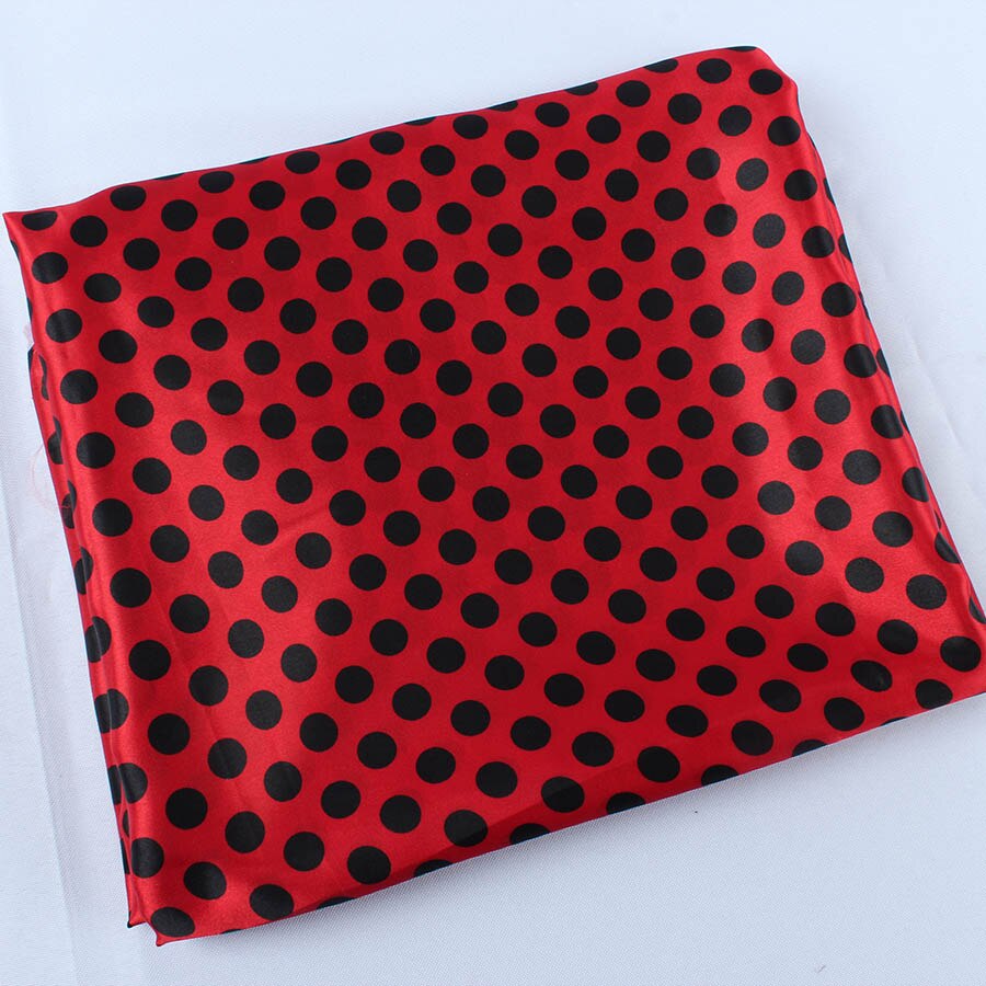 Polka prikker trykt satin stof kjole foringer gør 150cm bred med meter: Rød (baggrund)