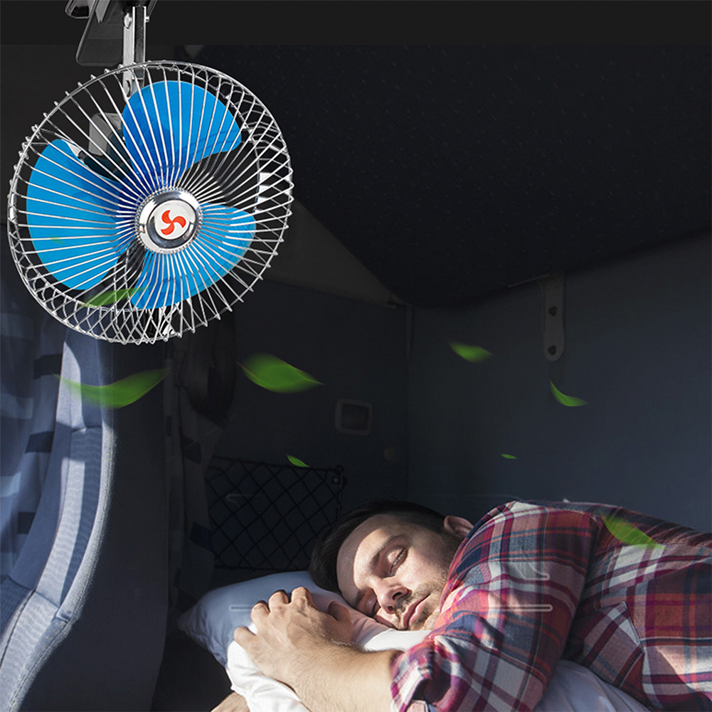 12/24v ventilador de carro oscilante segurança guarda de metal clip-on ventilador de carro ajustável portátil ventilador automático caminhão veículo forte vento refrigerador de ar