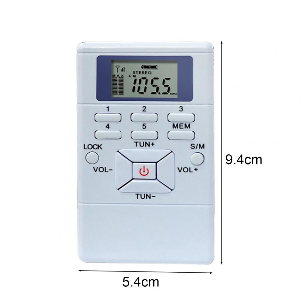 HRD-102 Digital Radio Mini LCD Display 24-hour Digital Clock Stereo FM Radio Receiver With Earphones for the Aged Pocket Speaker
