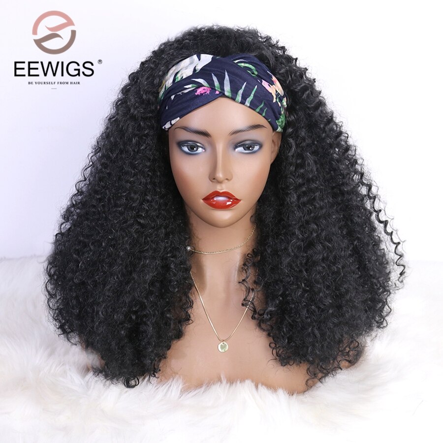 EEWIGS Lange Schwarze Perücke Mit Pony Maschine Gemacht Volle Perücke Glueless Hitze Beständig Gerade Synthetische Perücken Für Schwarze Frauen