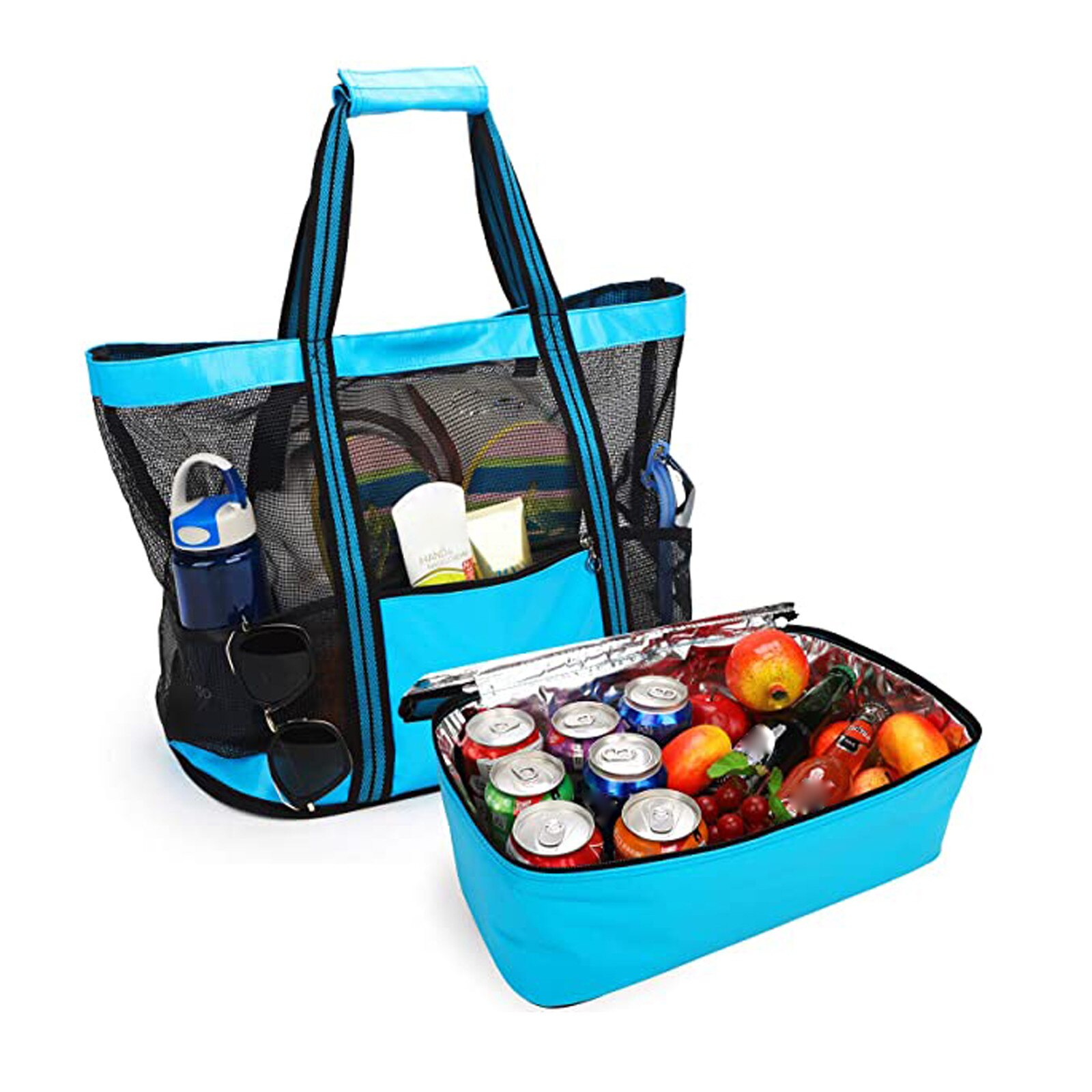 Bolsas de pícnic para acampada al aire libre, bolsa enfriadora de malla para playa y bolsas de aislamiento desmontables para mantenimiento fresco, suministros para exteriores