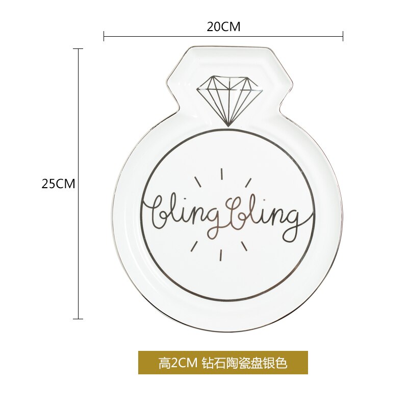 Petite assiette murale en céramique décorative pour boucles d'oreilles, rangement pour colliers et bijoux, bibelots plat mural, plateau de vanité, de mariage: Silver Bling 10 inch