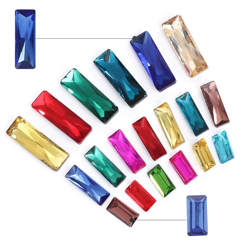 Meerdere Kleur Prinses Baguette Glas Accessoires Kleding Strass Mobiele Telefoon Patches Pointback Strass Accessoire