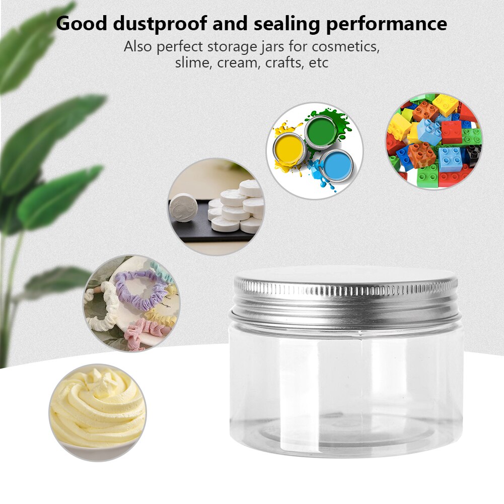 Aluminum Balm Cap Round Wide Mouth Plastic Storage Jars Container Clear Canister Transparent Travel Bottle Pot Lip 30ml-150ml