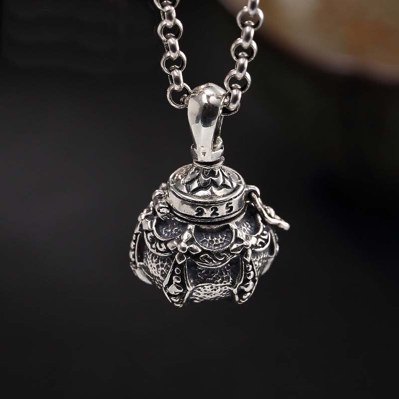 S925 halsketten aus sterlingsilber mit tibetischen bombonne-flaschen, urnen für tierkremation, schmuck für damen und herren